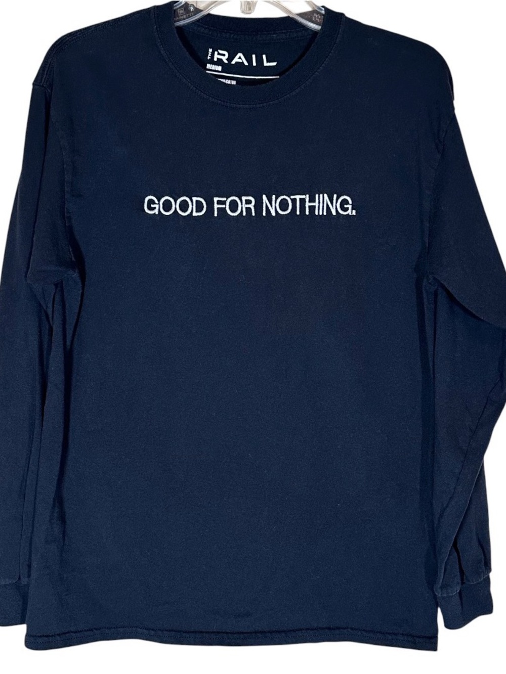 Good For Nothing embroidered black long sleeve t shirt men’s medium